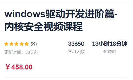 windows驱动开发进阶篇-内核安全视频课程